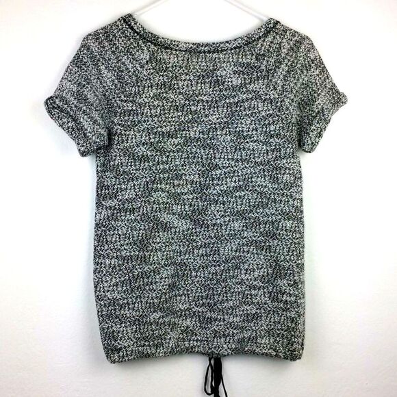 Lou & Grey Mottled Gray Short sleeve Drawstring Waist Knit Top - Picture 5 of 7